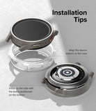 Galaxy Watch 5 Pro Case | Air Sports - Diagram showing how to align a Galaxy Watch 5 Pro into a clear protective case.