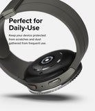 Galaxy Watch 5 Pro (45mm) | Premium Bezel Styling - Close-up of a smartwatch with a protective bezel and grey strap.