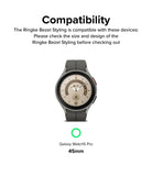 Galaxy Watch 5 Pro (45mm) | Premium Bezel Styling - A Galaxy Watch 5 Pro with a metallic bezel ring and grey strap.