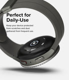 Galaxy Watch 5 Pro (45mm) | Premium Bezel Styling - Side view of a grey smartwatch with a protective bezel and strap.