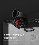 Galaxy Watch 5 Pro (45mm) | Premium Bezel Styling - Black smartwatch with a metallic bezel ring on a concrete surface.