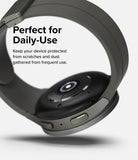 Galaxy Watch 5 Pro (45mm) | Premium Bezel Styling - Close-up of the watch back and side buttons with text about daily protection.