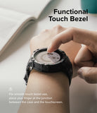 Galaxy Watch 5 Pro (45mm) Case | Fusion-X - Finger touching the edge of a rugged black watch case on a smartwatch.