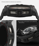 Galaxy Watch 5 Pro (45mm) Case | Fusion-X - Close-up views of the rugged black watch case showing button access and sensor compatibility.