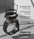 Galaxy Watch 5 Pro (45mm) Case + Band + Wire | Fusion-X Guard - Exploded view of watch case layers and strap components.
