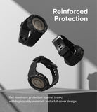 Galaxy Watch 5 Pro (45mm) Case | Fusion-X - Three black rugged watch cases floating against a grey geometric background.