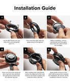 Galaxy Watch 5 Pro (45mm) Case + Band + Wire | Fusion-X Guard - Six-step installation guide for watch case and wire guard.