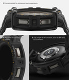 Galaxy Watch 5 Pro (45mm) Case + Band + Wire | Fusion-X Guard - Close-up views of watch buttons and sensor backplate.