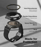 Galaxy Watch 5 Pro (45mm) Case | Fusion-X - Exploded view of watch case components, strap, and Galaxy Watch 5 Pro.