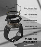 Galaxy Watch 5 Pro (45mm) Case + Band + Wire | Fusion-X Guard - Exploded view of watch case layers and protective strap.