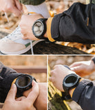 Galaxy Watch 5 Pro 45mm Case + Band | Fusion-X Guard - Rugged black protective watch case worn on a wrist outdoors.