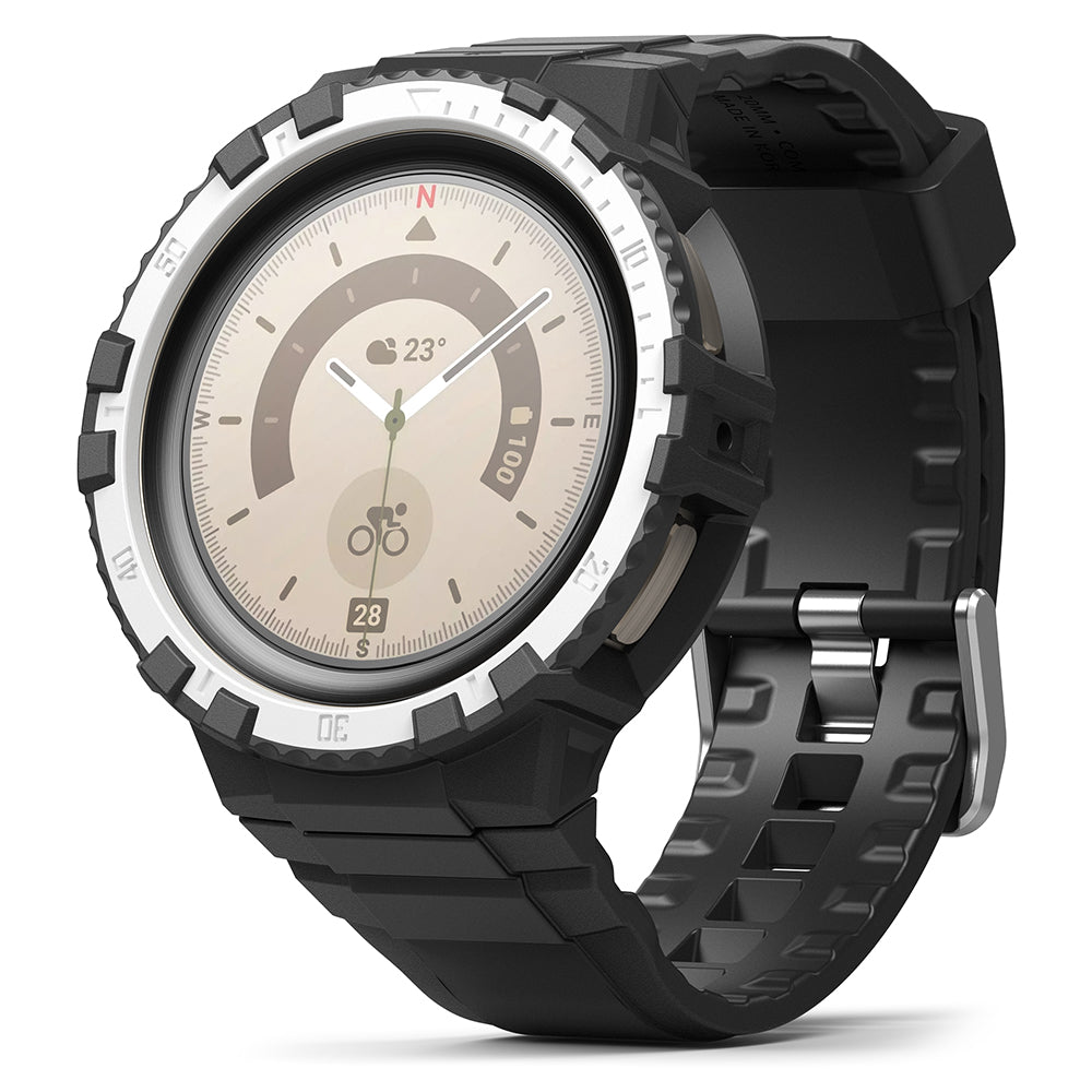 Galaxy Watch 5 Pro 45mm Case + Band | Fusion-X Guard - Rugged black protective case and band on a Galaxy Watch 5.