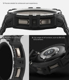 Galaxy Watch 5 Pro 45mm Case + Band | Fusion-X Guard - Close-up views of the rugged black case showing buttons and sensors.
