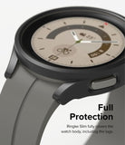 Galaxy Watch 5 Pro Case | Slim - Close-up of a matte black slim protective case fitted on a Galaxy Watch 5 Pro.
