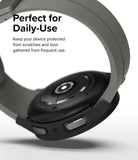 Galaxy Watch 5 Pro Case | Slim - Close-up of a black protective case on a Galaxy Watch 5 Pro with a grey band.