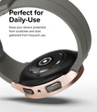 Galaxy Watch 5 Pro Case | Slim - Rose gold slim protective case on a Galaxy Watch 5 Pro with a grey silicone band.