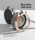Galaxy Watch 5 Pro Case | Slim - Two slim protective watch cases in rose gold and clear, displayed with a smartwatch.