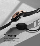 Galaxy Watch 5 Pro Case | Slim - Rose gold watch case on a Galaxy Watch 5 Pro hovering above a wireless charging puck.