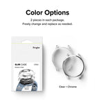 Galaxy Watch 5 Pro Case | Slim - Retail packaging for a 2-pack of clear and chrome slim watch cases.