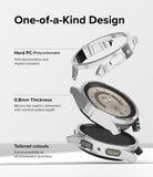 Galaxy Watch 5 Pro Case | Slim - Exploded view of a silver watch case showing polycarbonate material, thin profile, and button cutouts.