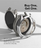 Galaxy Watch 5 Pro Case | Slim - Two silver protective watch cases displayed with one attached to a smartwatch.