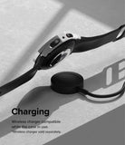 Galaxy Watch 5 Pro Case | Slim - A Galaxy Watch 5 Pro with a slim case resting on a wireless charging puck.
