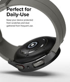 Galaxy Watch 5 Pro Case | Slim - Close-up of a grey protective case on a Galaxy Watch 5 Pro with text about daily use.