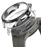 Galaxy Watch 5 Pro Case | Slim - A transparent, slim protective case hovering above a gray Galaxy Watch 5 Pro.
