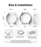 Galaxy Watch 5 Pro Case | Slim - Technical diagram showing dimensions, weight, and three-step installation instructions.