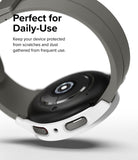 Galaxy Watch 5 Pro Case | Slim - White protective case on a Galaxy Watch 5 Pro with a grey band and text overlay.