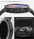 Galaxy Watch 5 40mm | Air Sports Black + Bezel Styling - Close-up views of a black watch bezel with tachymeter markings.