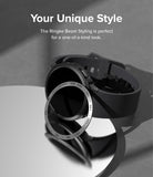 Galaxy Watch 5 40mm | Air Sports Black + Bezel Styling - Black smartwatch with a metallic tachymeter bezel ring.