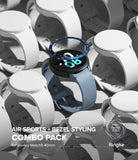 Galaxy Watch 5 40mm | Air Sports Black + Bezel Styling - Blue watch with a floating bezel ring surrounded by white watches.