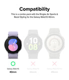 Galaxy Watch 5 40mm | Air Sports Black + Bezel Styling - Compatibility chart showing 40mm watch is compatible, others are not.