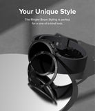 Galaxy Watch 5 40mm | Air Sports Black + Bezel Styling - Galaxy Watch 5 40mm - Black smartwatch with a separate numbered metal bezel ring resting on a reflective surface.