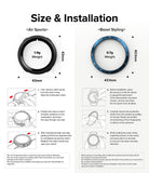 Galaxy Watch 5 40mm | Air Sports Black + Bezel Styling - Size specifications and step-by-step installation guide.