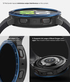 Galaxy Watch 5 44mm | Air Sports Black + Bezel Styling - Close-up views of a blue bezel styling ring on a black smartwatch.
