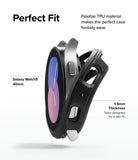 Galaxy Watch 5 40mm Case | Air Sports - A black TPU case being fitted onto a silver Galaxy Watch 5 40mm.