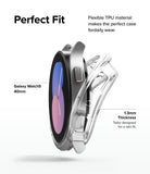 Galaxy Watch 5 40mm Case | Air Sports - A clear TPU protective case being placed onto a silver Galaxy Watch 5 40mm.