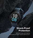 Galaxy Watch 5 44mm Case | Air Sports - Black smartwatch in a protective case nestled between two dark, jagged rocks.