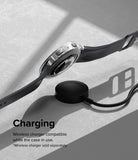 Galaxy Watch 5 44mm Case | Air Sports - Clear protective case on a Galaxy Watch 5 resting on a wireless charging puck.