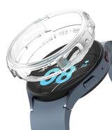 Galaxy Watch 5 44mm Case | Air Sports - Clear protective case hovering above a blue Galaxy Watch 5 44mm.