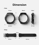 Galaxy Watch 5 / 4 (44mm) Case + Band + Wire | Fusion-X Guard - Technical diagram showing dimensions of watch case and strap.