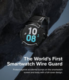 Galaxy Watch 5 / 4 (44mm) Case + Band + Wire | Fusion-X Guard - Black smartwatch with wire guard between jagged rocks.