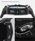 Galaxy Watch 5 / 4 (44mm) Case + Band + Wire | Fusion-X Guard - Close-up of black rugged watch case with metal wire guard.