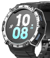Galaxy Watch 5 / 4 (44mm) Case + Band + Wire | Fusion-X Guard - Rugged black watch case with silver wire guard overlay.
