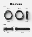 Galaxy Watch 5 / 4 (44mm) Case + Band + Wire | Fusion-X Guard - Technical diagram showing dimensions of watch case and strap.
