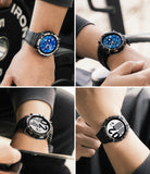 Galaxy Watch 5 / 4 (44mm) Case + Band + Wire | Fusion-X Guard - Four views of a rugged black watch case and band on a wrist.