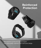 Galaxy Watch 5 / 4 (44mm) Case + Band + Wire | Fusion-X Guard - Three black rugged watch cases floating over a pedestal.