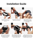 Galaxy Watch 5 / 4 (44mm) Case + Band + Wire | Fusion-X Guard - Six-step visual guide showing how to install the protective case.